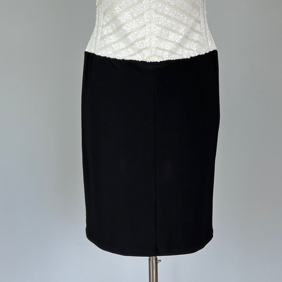 Ralph Lauren Black White Sequin Colorblock Stretch Sheath Dress size 4 - Picture 9 of 13